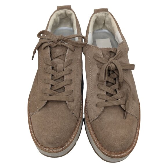 Dolce Vita Suede Toyah Platform Sneakers Womens Tan Brown Lace Up Shoes Size 8 - Picture 7 of 14